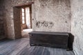 Ancient Castle Room with Wooden Floor and Vintage Chest