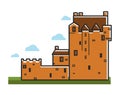 Ancient castle Scotland travel tourism landmark and famous tourist attraction vector icon