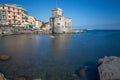 The ancient castle on the sea, Rapallo, Genoa Genova, Italy. Long exposure photo. Royalty Free Stock Photo