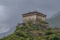 The ancient Castle of VerrÃÂ¨s under a summer storm, Aosta Valley, Italy Royalty Free Stock Photo