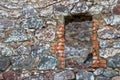 Ancient castle wall with niche window Royalty Free Stock Photo