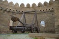 Ancient catapult on a city tower. Baku, Azerbaijan