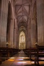 Ancient cathedral with a beautiful interior with columns, glare