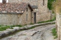 Ancient cave chufut bakhchisaray city road crimea medieval kale monument, for history blue in sight and travel tree