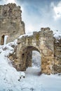 The ancient cave city of Mangup-Kale in the snow Royalty Free Stock Photo
