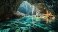 An ancient cave with clear water