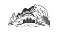 Ancient Cave Dwelling Historical Architecture Primitive Shelter Vector, vector design Generative AI Royalty Free Stock Photo