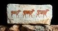 Ancient cave painting of cattle on stone surface. Royalty Free Stock Photo