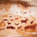 Ancient cave paintings decorate the walls Royalty Free Stock Photo