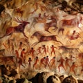 Ancient cave paintings decorate the walls Royalty Free Stock Photo