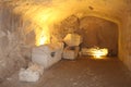 Sarcophagus in an Ancient cave tomb at Beit Shearim, northern Israel Royalty Free Stock Photo