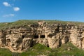 Ancient caves near the mausoleum of Diri Baba, places for pilgrims 14th century, Gobustan city, Azerbaijan Royalty Free Stock Photo