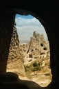 Ancient cavetown near Goreme, Cappadocia, Turkey Royalty Free Stock Photo