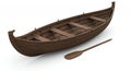 Ancient Celtic Curragh Boat with Paddle Detailed 3D Render on White Background Royalty Free Stock Photo