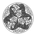 Ancient celtic mythological symbol of horse trinity