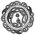 Ancient Celtic, Scandinavian pattern, Scandinavian knot - work illustration and Runes - Old Norse alphabet Royalty Free Stock Photo