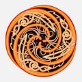 Ancient Celtic symbol. Triple trickle spiral ornament. Celtic knot pattern. Luxury old triskele vintage. Ethnic Irish sign. Print