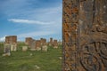 The ancient cemetery in noratus, armenia Royalty Free Stock Photo