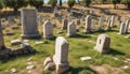 Ancient cemetery of Selcuk Turks, Ahlat, Turkey. Tombstone monuments to soldiers Seljuks who Royalty Free Stock Photo