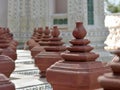 Ancient ceramic decorate on Prang building at Wat Arun temple, Bangkok, Thailand After big renovate Royalty Free Stock Photo