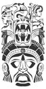 Ancient ceremony mask - Mayan - Aztec - vector