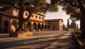 Ancient chapel, built structure, old ruin, stone arch, rural scene generated by AI