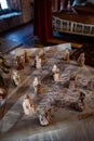 Ancient Chess pieces on a strategic map in the Bridge Tower, London Royalty Free Stock Photo