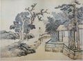 Ancient China Ming Dynasty Wen Zhengming Chinese Brush Drawing Antique Landscape Sketch Nature Mountain Water Scenic Painting