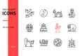 Ancient China - modern line design style icons set