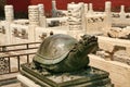 Bronze turtle sitting on a pedestal in the Forbidden City in Beijing. Royalty Free Stock Photo