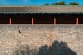 Ancient Chinese building city brick wall with red walls and pillars, in the Temple of Heaven in Beijing, China Royalty Free Stock Photo