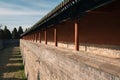 Ancient Chinese building city brick wall with red walls and pillars, in the Temple of Heaven in Beijing, China Royalty Free Stock Photo