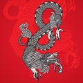 Ancient Chinese Dragon and red background