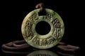 ancient chinese jade coin with calligraphy