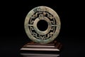 ancient chinese jade coin with calligraphy