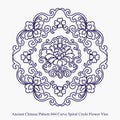 Ancient Chinese Pattern of Curve Spiral Circle Flower Vine