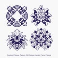 Ancient Chinese Pattern of Nature Garden Curve Flower