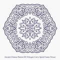 Ancient Chinese Pattern of Polygon Curve Spiral Frame Flower