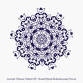 Ancient Chinese Pattern of Round Spiral Kaleidoscope Flower