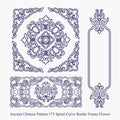 Ancient Chinese Pattern of Spiral Curve Border Frame Flower