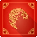 Ancient Chinese Phoenix Icon, Flat Design