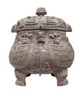 Ancient Chinese pot isolated. Royalty Free Stock Photo