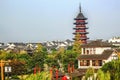 Ancient Chinese Ruigang Pagoda Rooftops Suzhou China