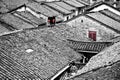 Ancient Chinese village with red lamp and window