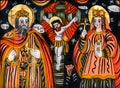 Ancient Christian icons are painted on glass