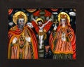 Ancient Christian icons are painted on glass