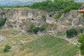 Ancient chufut bakhchisaray cave road city crimea medieval fortress monument, for landscape blue from sightseeing and