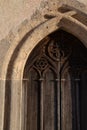 Old wooden gothic church door detail Royalty Free Stock Photo
