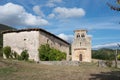 Ancient church and religious building in a rural area. Blue sky, no people. Merindades, Burgos