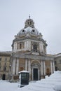 Ancient church in Rome under snow Royalty Free Stock Photo